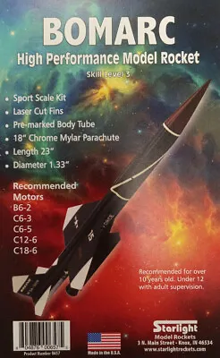 Starlight Flying Model Rocket Kit Bomarc  STR 0657 • $28.49
