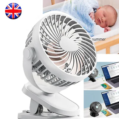 £4.99 • Buy USB Rechargeable Mini Cooling Fan Clip On Desk Table Office Stroller Portable