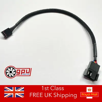 4 Pin CPU Fan Extension Cable Male To Female PWM - Black Braided - 25cm • £3.95