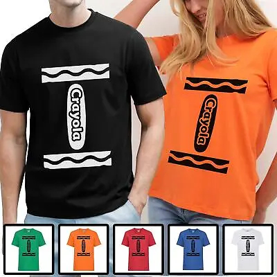Adults Unisex Crayon Funny World Book Day Costume T-Shirt Fancy Dress Cotton Top • £9.99