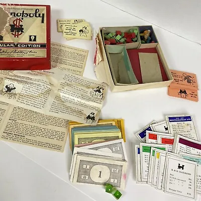 Vintage Monopoly Game ~ Popular Edition Red Box Wood Pieces No Board Damage • $10.95