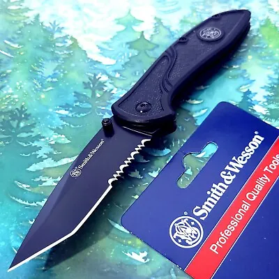 Smith & Wesson Tactical Liner Lock Tanto Blade Black Folding Pocket Clip Knife • $17.99