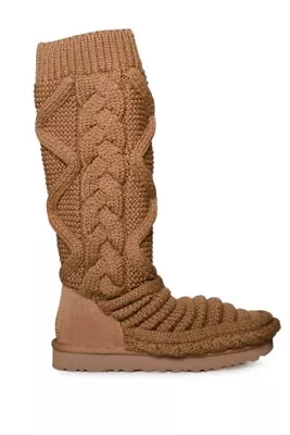 UGG Women's Classic Tall Chunky Knit Boot In Chestnut New In 📦  Sz 10 • $109.89