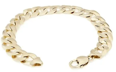 14k Yellow Gold Solid Flat Cuban Curb Link Chain Bracelet 7.5  9mm 15.9 Grams • $954.49