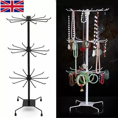 3-Tier Jewelry Display Keyring Display Rotating Iron Revolving Metal Stand Rack • £8.57