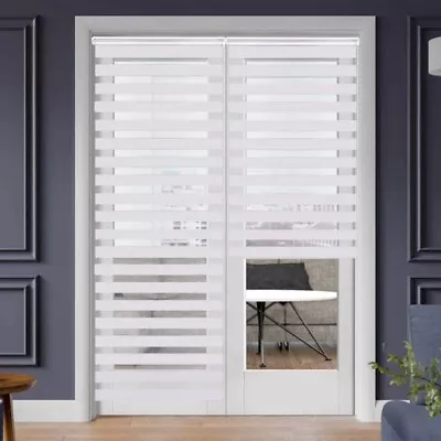 WHITE Easy Fix Zebra Roller Blind Day Night 75 X 230cm With Install Accessories • £24.99