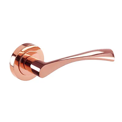 Rose Gold Door Handles With Winged Shaped Levers On Round Rose • £13.95