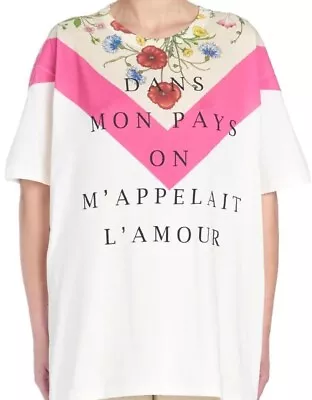 $350 • Buy Gucci Floral Printed Short-Sleeved T-Shirt, In Size Small, Loose Fit 