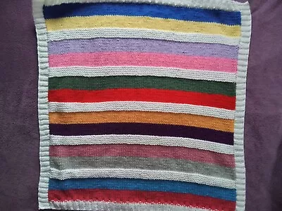 Large Hand Knitted Chunky Knit  Baby Blanket. 96cm X 96cm.Colour Multicoloured  • £17