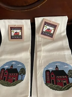 Cotton Needlepoint Dish Towels ~ Warren Kimble Red Barn Silo ~ New W Tag • $9.95