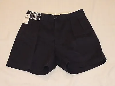 $29.99 • Buy NICE Vintage Polo Ralph Lauren Andrew Navy Pleated Chino Shorts Tag 34 ACTUAL 33
