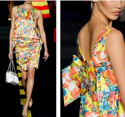 NWT Moschino Couture Milano Sz 10 Dress Floral-print Cotton-blend Taffeta $1975 • $159.90