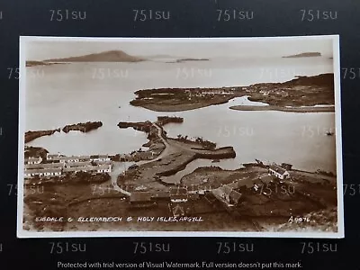 Aerial View - EASDALE & ELLENABEICH And Holy Isles Argyllshire Scotland. RPPC • £4