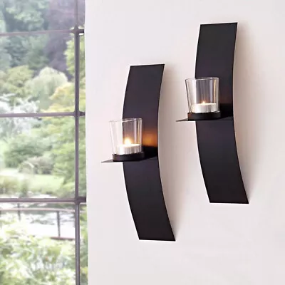 2PCS Wall Candle Holders Metal Hanging Candlestick Wall Mounted Sconce Ornaments • £8.95