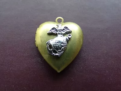 USMC SWEETHEART HEART US Marine Corp EGA Charm LOCKET DOUBLE PHOTO Military • $12.99