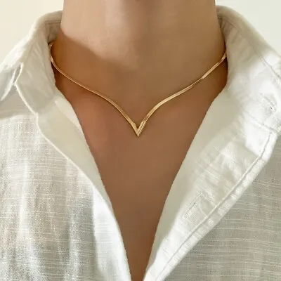 $5.10 • Buy Necklace Creative V-Shaped Gold Necklace For Women