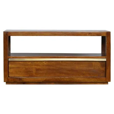 Stylish TV Unit Cabinet Rich Chestnut & Gold Danish Retro Style • £339.99