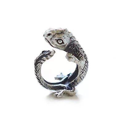 Gecko Chameleon Sterling Silver Ring Animal Woman Jewelry Boho Lizard Bugbear  • $79