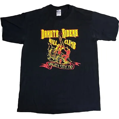 Vintage Dakota Riders Hill Climb Motorcycle Club MC T-shirt Large Black Graphic • $19.97