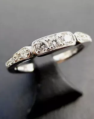 0.25Ct White Round Cut Moissanite Vintage Style Anniversary Band In 925 Silver • $68