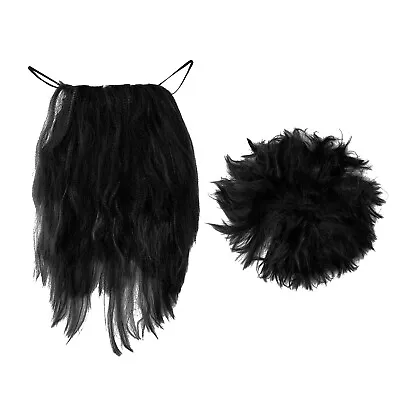 Adults Caveman Beard And Wig Crazy 2-Piece Set Drag Queen Wigs Whiskers Brown • $9.49