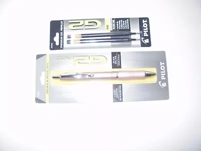PILOT G2 Limited Premium Rollerball Pen BLACK INK 0.7mm Metal Rose 2 REFILLS • $10.50