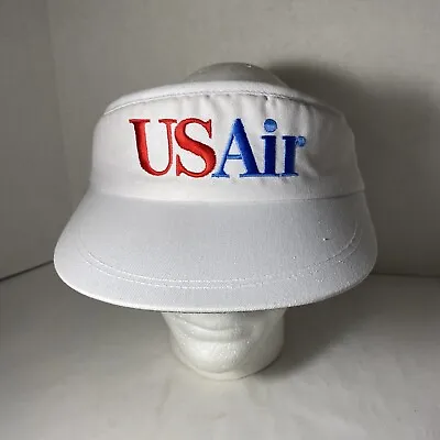 Vintage US Air Airlines Adjustable White Adjustable Visor Hat Free Shipping! • $14.95