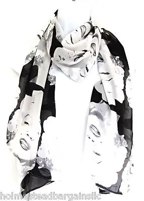 Marilyn Monroe Scarf 62 Inch Sheer Chiffon Fashion Black White Tan Pink   • £11.07