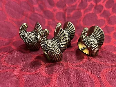 Vintage Set Of 4 Brass Turkey Napkin Rings -- 6765 • $25