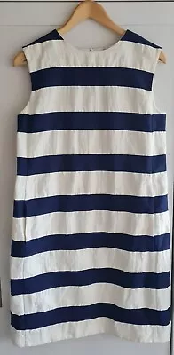 MaxMara Blue White Nautical Horizontal Stripe Shift Dress Size UK 10 • £30