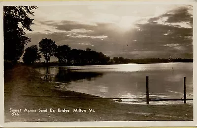 Shoreline View Sunset Across Sand Bar Bridge Milton VT RPPC Photo Postcard A35 • $19.14