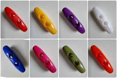 £6.25 • Buy Luxury Colourful Resin Toggle Buttons -  38mm X 11mm, Fastener, Large, Duffle