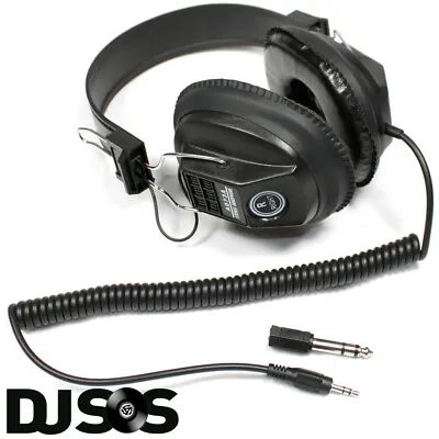 Soundlab Black Professional DJ Studio Stereo Headphones Coiled Cable UK Seller • £10.29