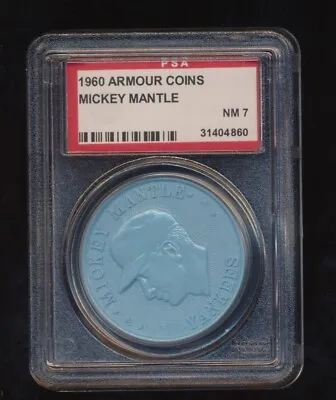 PSA 7  1960 Armour Coin   Mickey Mantle    Scarce  Light Blue Version • $449.99