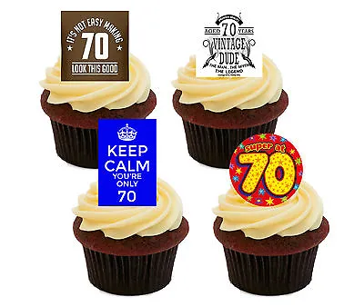 70th Birthday Male Funny Edible Cupcake Toppers Standup Wafer Cake Decorations  • £2.99