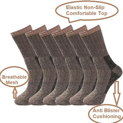 £3.99 • Buy 3x Mens Merino Wool Blend Brown Military Work Boot Thermal Winter Socks 2.8 Tog