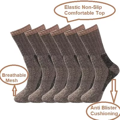 3x Mens Merino Wool Blend Brown Military Work Boot Thermal Winter Socks 2.8 Tog • £3.37