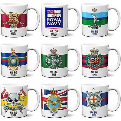 Personalised British Military Mug Veteran Official Cap Badge Birthday Dad Gift • £12.95