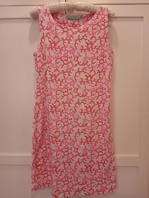 LULU B Anthony's Resort Wear Nylon Stretch Dress Sz S SMALL Pink Coral Print • $39.99