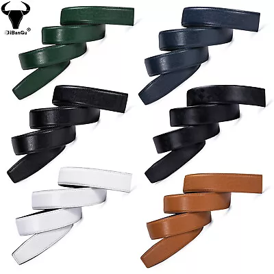 Men's Belt Adjustable Black Green Orange Genuine Holeless Adjustable Straps • £12.99