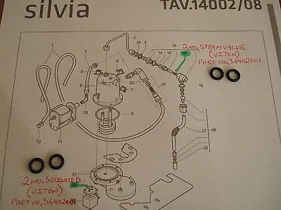 Rancilio Silvia 4x Solenoid / Steam Valve Gaskets Viton O Rings Part No.36402001 • £3.95