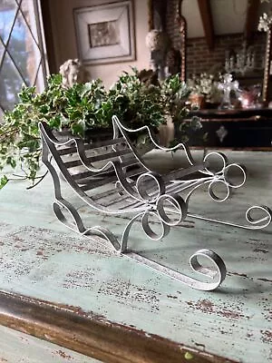 Vintage Metal Shabby French Christmas Decoration Sleigh • $17.99