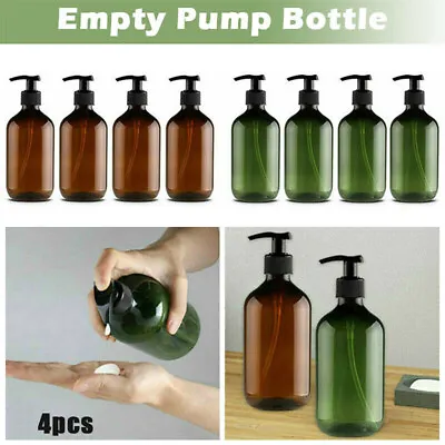 4x Hand Pump Bathroom Liquid Soap Normal Dispenser Shampoo Bottle 300/500ML • £5.79