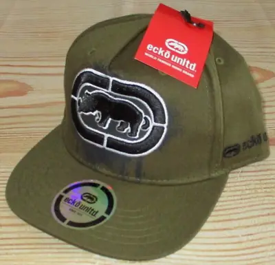 Mens Ecko Unltd Big Rhino Olive Green Hat Snapback Adjustable Cap One Size • $18.90