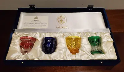 Faberge Crystal Na Zdorovye Vodka Shot Glass Set- Set Of (4)- Iob • $449.95