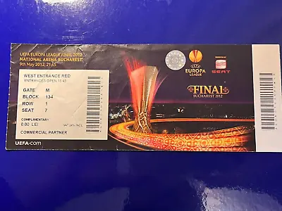 Atletico Madrid Athletic Bilbao Uefa Europa League Final 2012 Football Ticket • $31.58