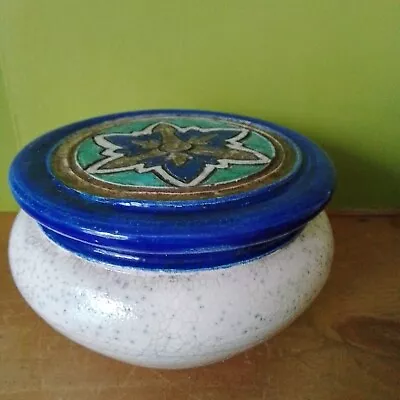 Eleanor Newell Raku Studio  Pottery Covered Pot . Blue • £19.99