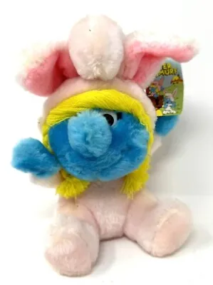 Vintage 1983 Wallace Berrie Smurfette Easter Bunny Plush Doll Original Tag • $11.96