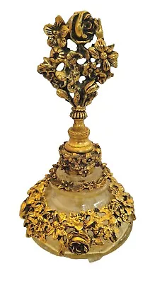 Vintage Matson  Goldtone Ormulo Glass Perfume Bottle Decorative Bronze  • $129