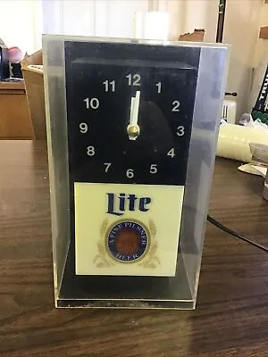 VTG Miller Lite Beer Lighted Wall Bar Counter Plastic Clock -Clock Works. • $45